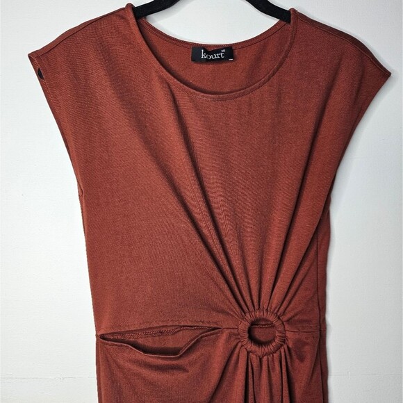 Kourt Anthropologie Sheath Dress Cutout Cap Sleeve Side Slit Special Ocassion XS - Picture 4 of 11